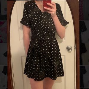 black polka dot mini dress